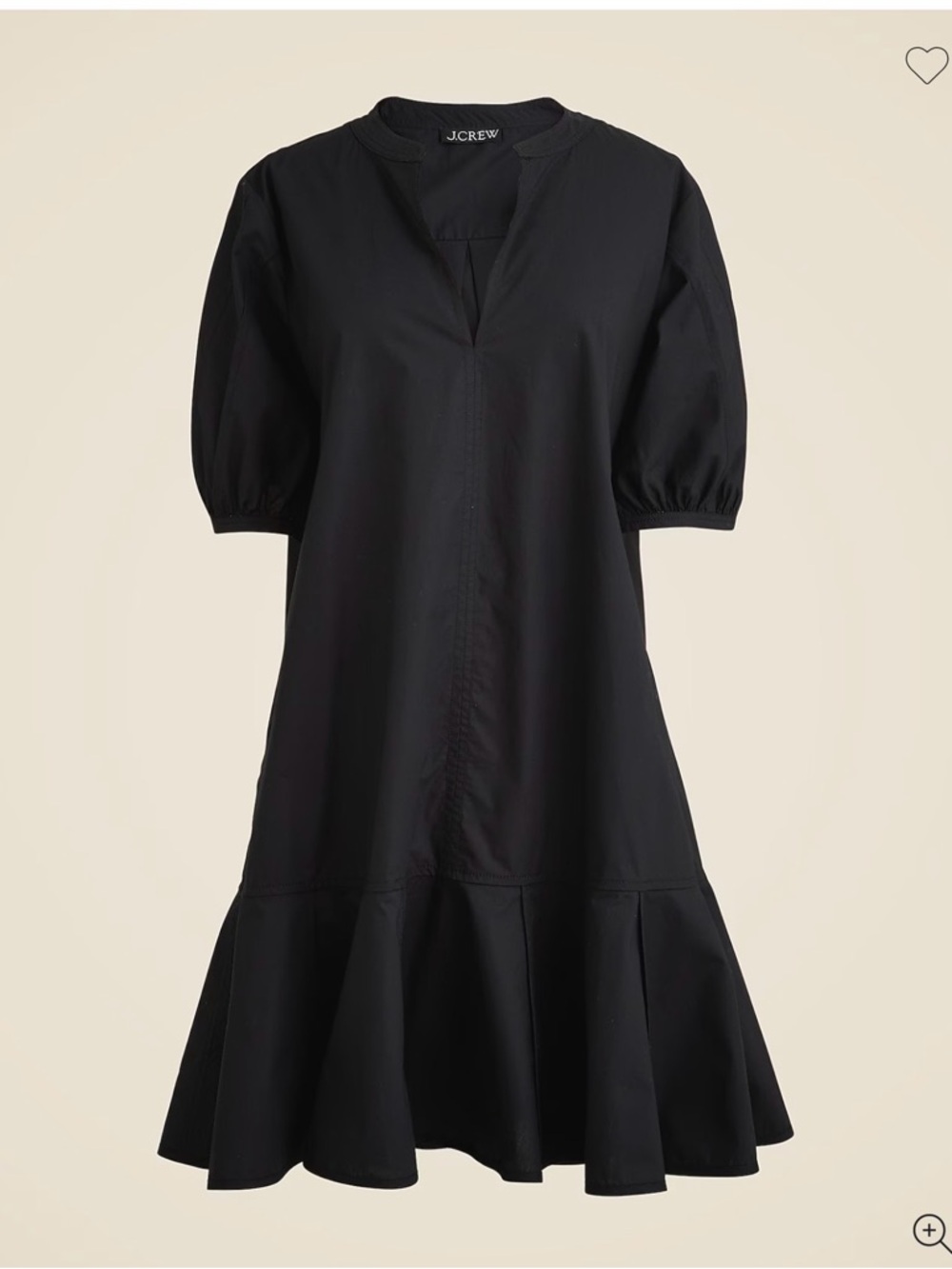 J. Crew Black Puff-Sleeve Ruffle-Hem Mini Dress